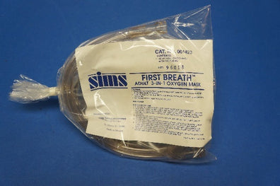 Sims 001423 First Breath Adult 3-in-1 Oxygen Mask with 7Ft. Tubing ~ Box of 100